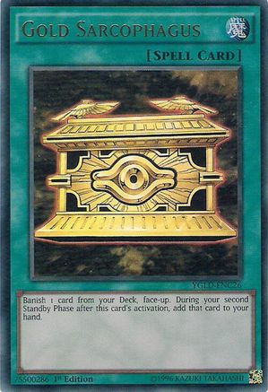 Gold Sarcophagus (YGLD-ENC26) - King of Games: Yugi's Legendary Decks 1st Edition King of Games: Yugi's Legendary Decks Yugioh Single Squirtle Squad Card Shop.