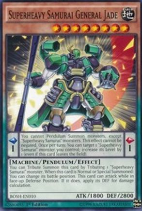 Superheavy Samurai General Jade (BOSH-EN010) - Breakers of Shadow 1st Edition Breakers of Shadow Yugioh Single Squirtle Squad Card Shop.