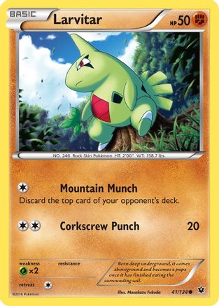 Larvitar (41) (41) 041 - Reverse Holofoil XY Fates Collide - Common XY - Fates Collide Pokemon Single Squirtle Squad Card Shop.