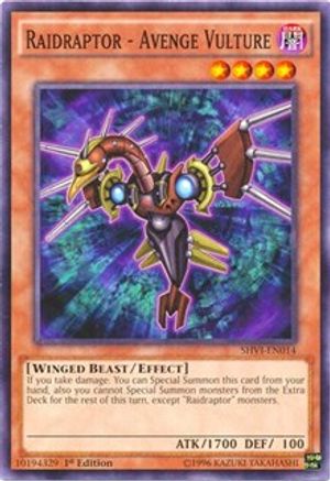 Raidraptor - Avenge Vulture (SHVI-EN014) - Shining Victories Unlimited Shining Victories Yugioh Single Squirtle Squad Card Shop.