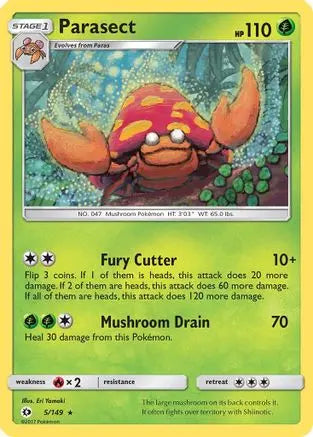Parasect 005 SM Base Set - Rare
