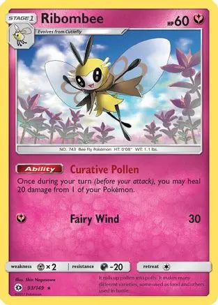 Pokémon TCG Ribombee 93/149 – Sun & Moon Base Set – Holo Rare SM Base Set Pokemon Single Squirtle Squad Card Shop.