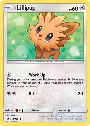 Lillipup 103 SM Base Set - Common SM Base Set Pokemon Single Squirtle Squad Card Shop.