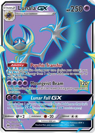 Lunala GX (Full Art) 141 - Holofoil SM Base Set - Ultra Rare SM Base Set Pokemon Single Squirtle Squad Card Shop.