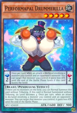 Performapal Drummerilla (Starfoil) (SP17-EN019) - Star Pack - Battle Royal 1st Edition Star Pack - Battle Royal Yugioh Single Squirtle Squad Card Shop.
