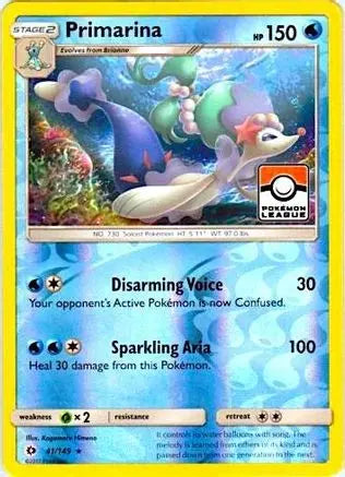Primarina (Pokemon League) 041/149 - Reverse Holofoil League & Championship Cards - Promo