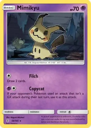 Mimikyu 058 - Reverse Holofoil SM Guardians Rising - Holo Rare