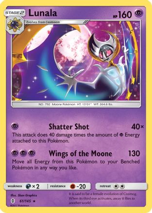Lunala 061 - Reverse Holofoil SM Guardians Rising - Rare SM - Guardians Rising Pokemon Single Squirtle Squad Card Shop.