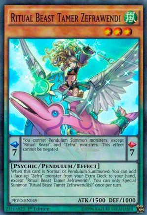 Ritual Beast Tamer Zefrawendi (PEVO-EN049) - Pendulum Evolution 1st Edition Pendulum Evolution Yugioh Single Squirtle Squad Card Shop.