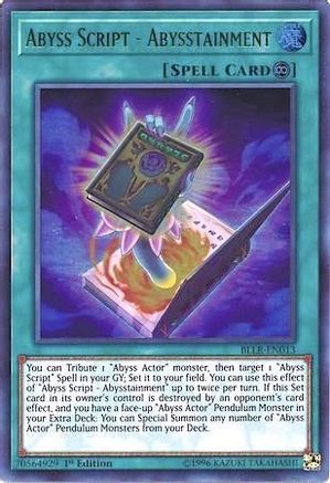 Abyss Script - Abysstainment (BLLR-EN013) - Battles of Legend: Light's Revenge 1st Edition Battles of Legend: Light's Revenge Yugioh Single Squirtle Squad Card Shop.