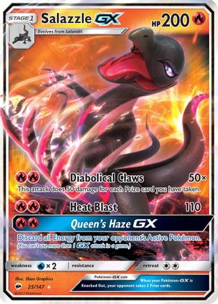Salazzle GX 025 - Holofoil SM Burning Shadows - Ultra Rare SM - Burning Shadows Pokemon Single Squirtle Squad Card Shop.