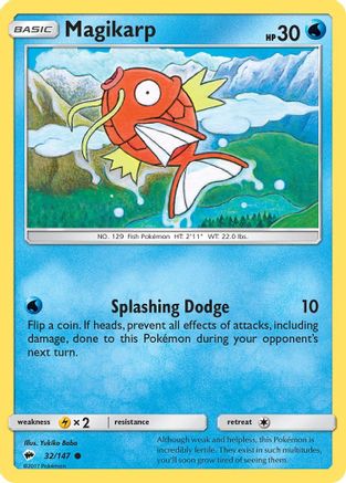 Magikarp 032 - Reverse Holofoil SM Burning Shadows - Common SM - Burning Shadows Pokemon Single Squirtle Squad Card Shop.