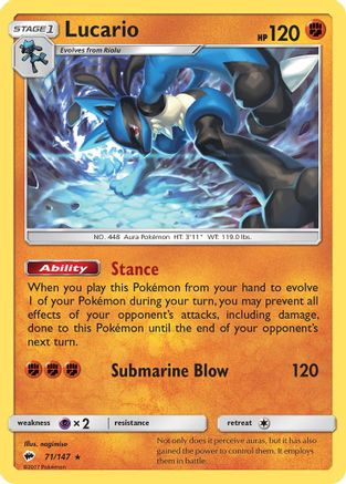 Lucario 071 - Reverse Holofoil SM Burning Shadows - Holo Rare SM - Burning Shadows Pokemon Single Squirtle Squad Card Shop.