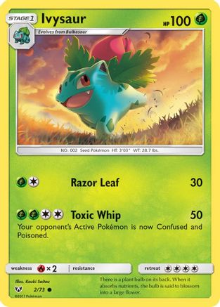 Ivysaur 002 - Reverse Holofoil Shining Legends - Common Shining Legends Pokemon Single Squirtle Squad Card Shop.