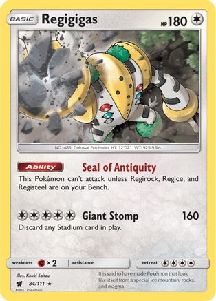 Regigigas 084 - Reverse Holofoil SM Crimson Invasion - Holo Rare SM - Crimson Invasion Pokemon Single Squirtle Squad Card Shop.
