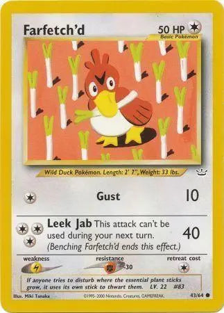 Farfetch'd 043 - Unlimited Neo Revelation - Common Neo Revelation Pokemon Single Squirtle Squad Card Shop.