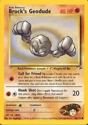 Brock's Geodude (66) (66) 066 - Unlimited Gym Heroes - Common Gym Heroes Pokemon Single Squirtle Squad Card Shop.