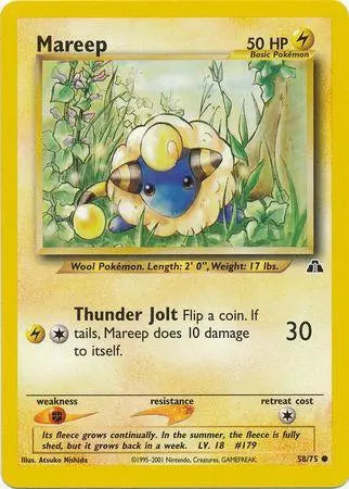 Mareep 058 - Unlimited Neo Discovery - Common Neo Discovery Pokemon Single Squirtle Squad Card Shop.