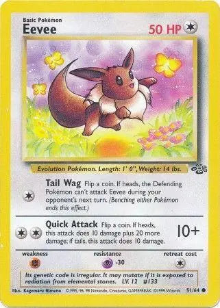 Eevee 51/64 Jungle Ulimited Pokemon Card Jungle Pokemon Single Squirtle Squad Card Shop.