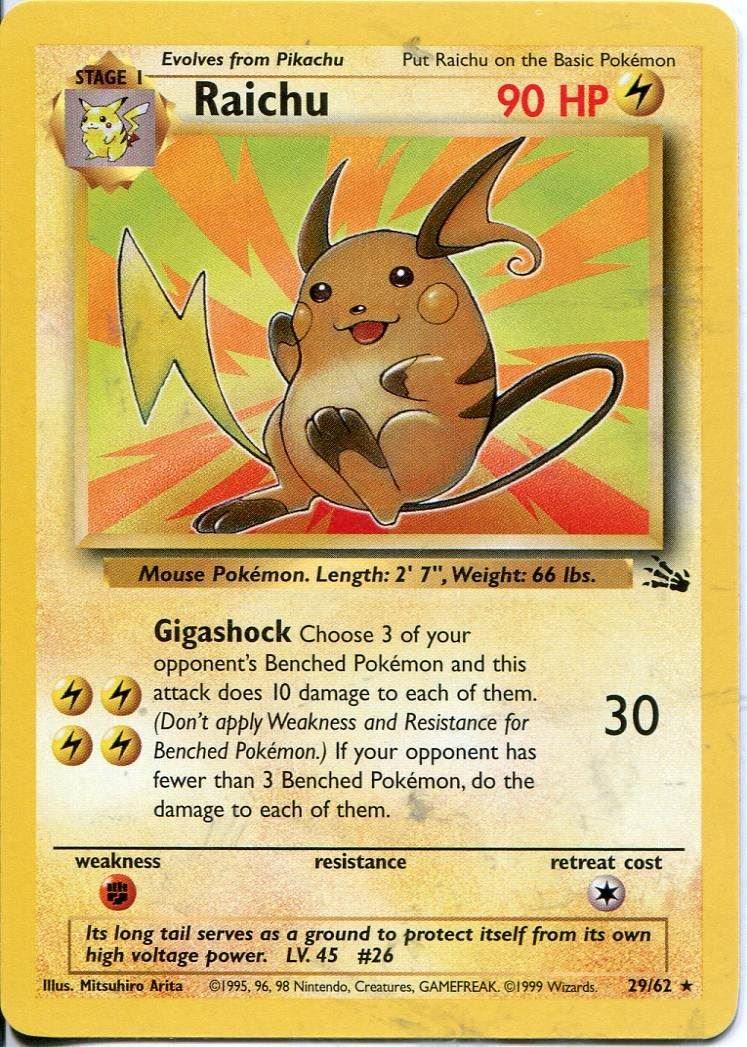 Raichu (29) (29) 029 - Unlimited Fossil - Rare Fossil Pokemon Single Squirtle Squad Card Shop.