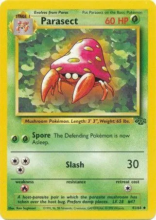 Parasect 41/64 Jungle Ulimited Pokemon Card Jungle Pokemon Single Squirtle Squad Card Shop.