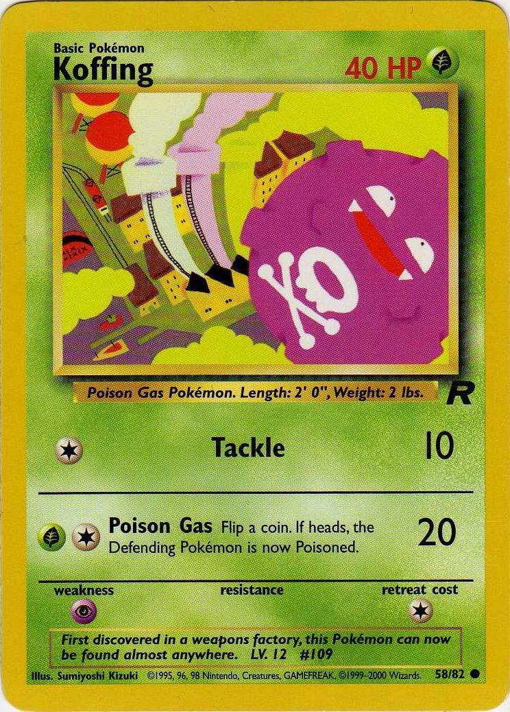 Koffing 058 - Unlimited Team Rocket - Common Team Rocket Pokemon Single Squirtle Squad Card Shop.