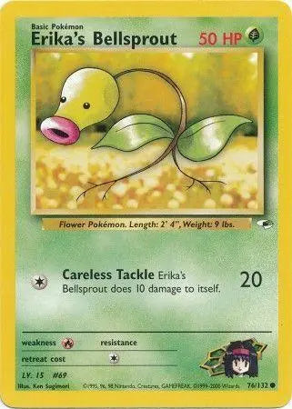 Erika's Bellsprout (76) (76) 076 - Unlimited Gym Heroes - Common Gym Heroes Pokemon Single Squirtle Squad Card Shop.