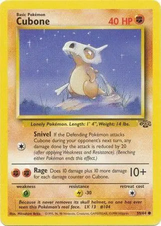 Cubone 50/64 Jungle Ulimited Pokemon Card Jungle Pokemon Single Squirtle Squad Card Shop.