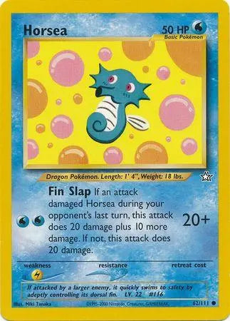 Horsea 062 - Unlimited Neo Genesis - Common Neo Genesis Pokemon Single Squirtle Squad Card Shop.