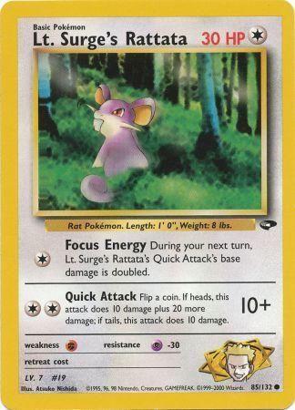 Lt. Surge's Rattata 085 - Unlimited Gym Challenge - Common Gym Challenge Pokemon Single Squirtle Squad Card Shop.