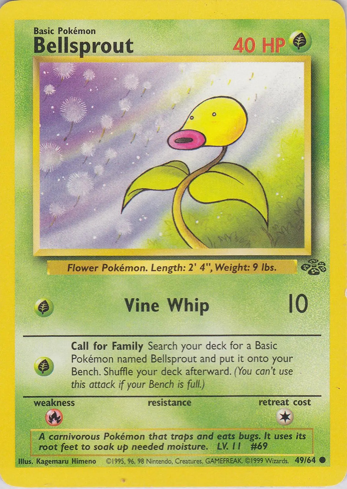 Bellsprout 49/64 Jungle Ulimited Pokemon Card Jungle Pokemon Single Squirtle Squad Card Shop.