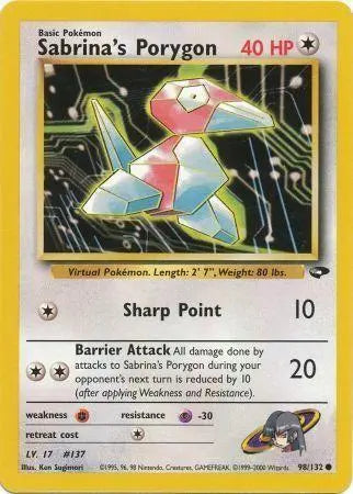 Sabrina's Porygon 098 - Unlimited Gym Challenge - Common Gym Challenge Pokemon Single Squirtle Squad Card Shop.