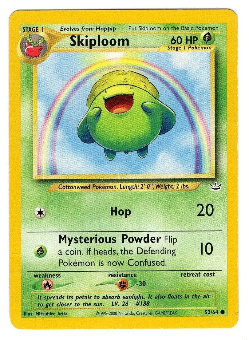 Skiploom 052 - Unlimited Neo Revelation - Common Neo Revelation Pokemon Single Squirtle Squad Card Shop.