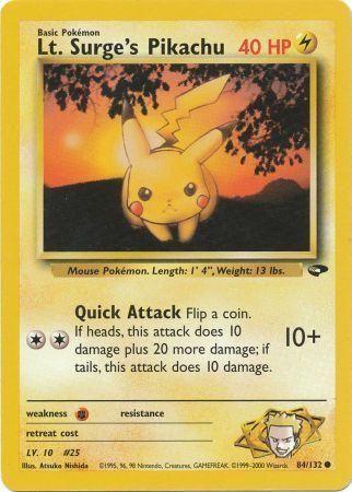 Lt. Surge's Pikachu 084 - Unlimited Gym Challenge - Common Gym Challenge Pokemon Single Squirtle Squad Card Shop.