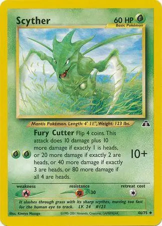 Scyther 046 - Unlimited Neo Discovery - Uncommon Neo Discovery Pokemon Single Squirtle Squad Card Shop.