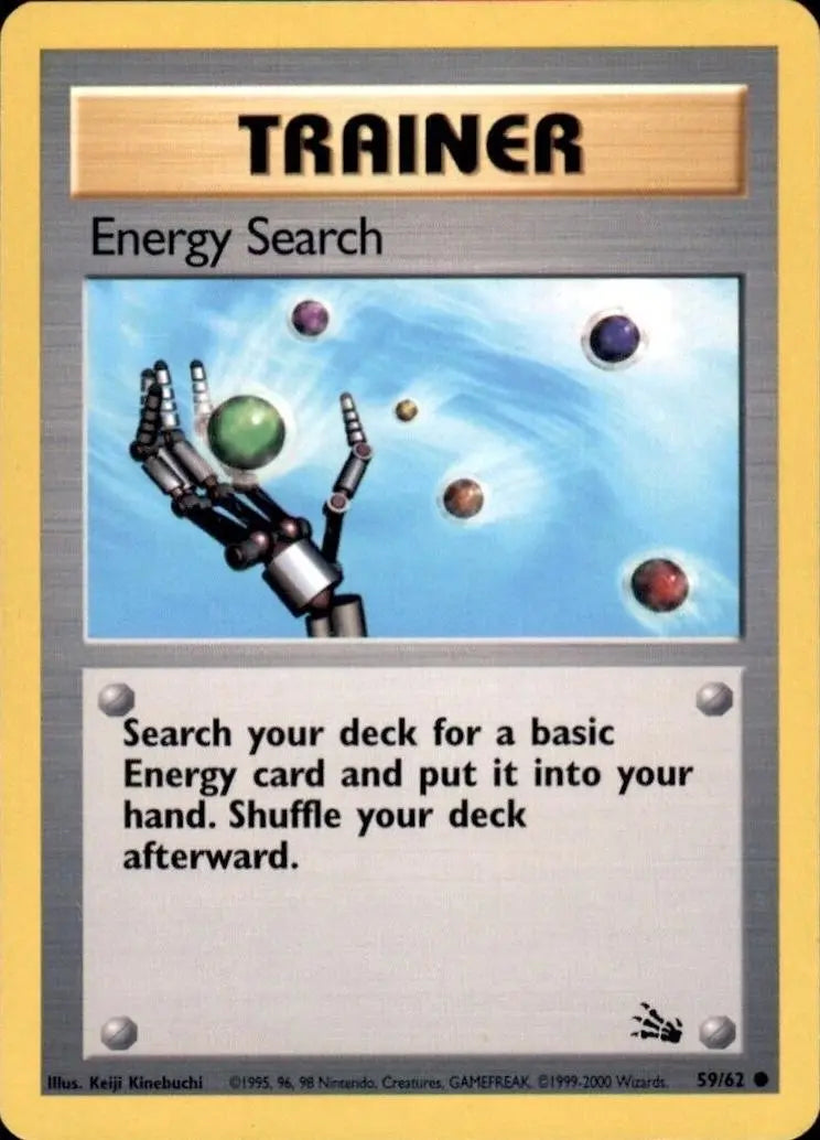 Energy Search 059/62 - Fossil Unlimited - Common Pokémon Card Fossil Pokemon Single Squirtle Squad Card Shop.
