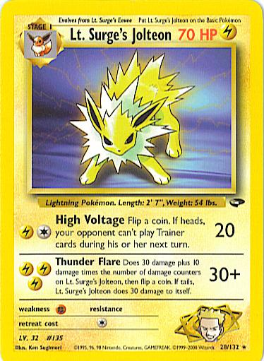 Lt. Surge's Jolteon 028 - Unlimited Gym Challenge - Rare Gym Challenge Pokemon Single Squirtle Squad Card Shop.