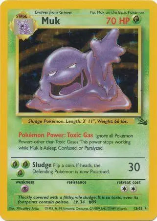 Muk 013/62 - Fossil Unlimited - Holo Pokémon Card Fossil Pokemon Single Squirtle Squad Card Shop.