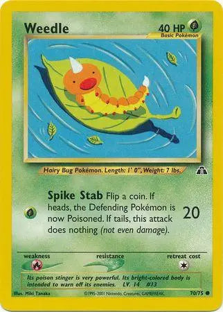 Weedle 070 - Unlimited Neo Discovery - Common Neo Discovery Pokemon Single Squirtle Squad Card Shop.
