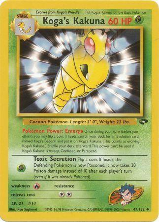 Koga's Kakuna 047 - Unlimited Gym Challenge - Uncommon Gym Challenge Pokemon Single Squirtle Squad Card Shop.