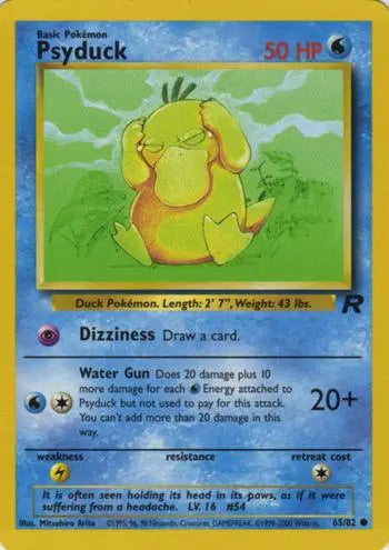 Psyduck 065 - Unlimited Team Rocket - Common Team Rocket Pokemon Single Squirtle Squad Card Shop.