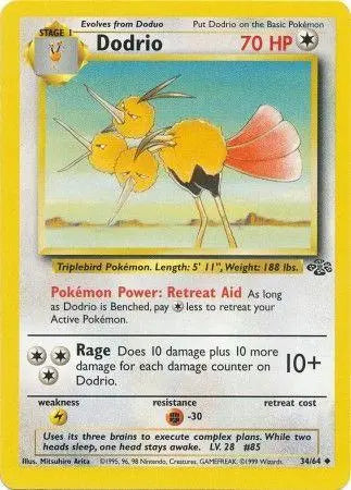 Dodrio 34/64 Jungle Ulimited Pokemon Card Jungle Pokemon Single Squirtle Squad Card Shop.