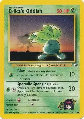 Erika's Oddish (78) (78) 078 - Unlimited Gym Heroes - Common Gym Heroes Pokemon Single Squirtle Squad Card Shop.