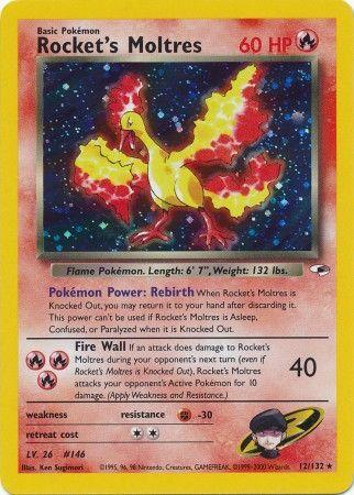 Rocket's Moltres 012 - Unlimited Holofoil Gym Heroes - Holo Rare Gym Heroes Pokemon Single Squirtle Squad Card Shop.