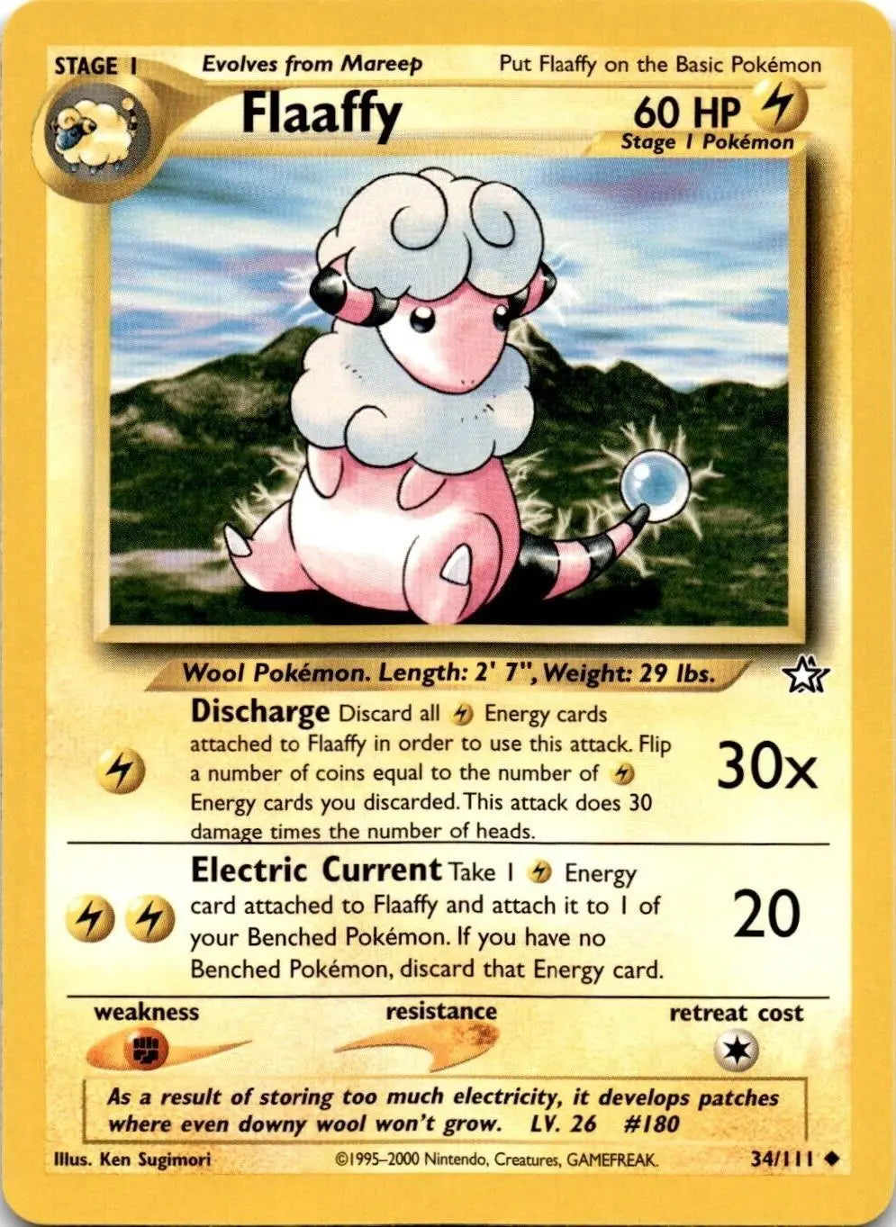 Flaaffy 034 - Unlimited Neo Genesis - Uncommon Neo Genesis Pokemon Single Squirtle Squad Card Shop.