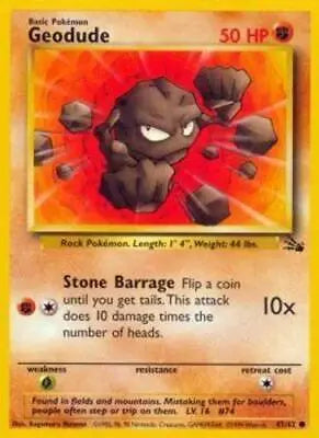 Geodude 047/62 - Fossil Unlimited - Common Pokémon Card Fossil Pokemon Single Squirtle Squad Card Shop.