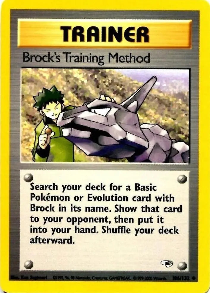 Brock's Training Method 106 - Unlimited Gym Heroes - Uncommon Gym Heroes Pokemon Single Squirtle Squad Card Shop.
