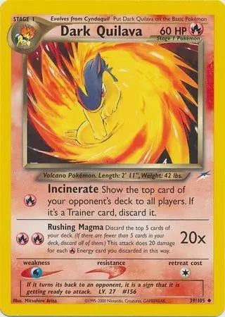 Dark Quilava 039 - Unlimited Neo Destiny - Uncommon Neo Destiny Pokemon Single Squirtle Squad Card Shop.