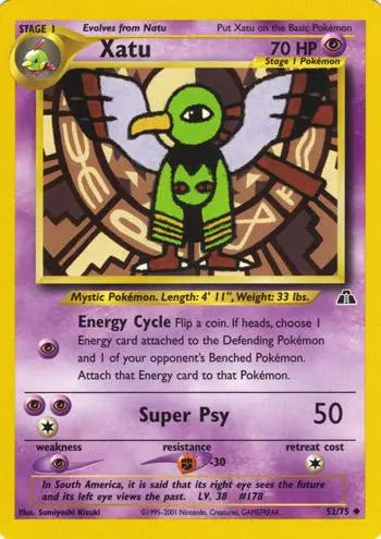 Xatu 052 - Unlimited Neo Discovery - Uncommon Neo Discovery Pokemon Single Squirtle Squad Card Shop.