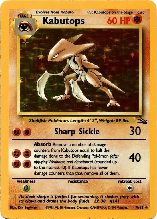 Kabutops (9) (9) 009 - Unlimited Holofoil Fossil - Holo Rare